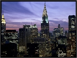 Nowy Jork, Miasta, Panorama, Oświetlony